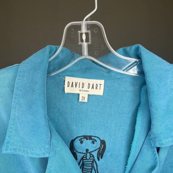 David Dart Button Up Blouse - Blue - Size 2X - Women's - Picture 3 of 7